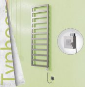 Radiva TYPHOON Elektrikli Paslanmaz Çelik Havlupan 500x1160 Satin Polisaj (KTX1 Termostat) 300W Spiral Kablolu - 1TYP05001160P1SEB030-K - Elektrikli Havlupan