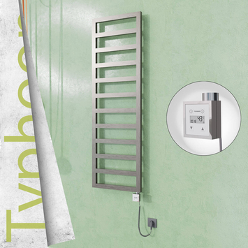 Radiva TYPHOON Elektrikli Paslanmaz Çelik Havlupan 500x1160 Satin Polisaj (KTX3 Termostat) 300W Spiral Kablolu - 1TYP05001160P1SE7030-K - Elektrikli Havlupan