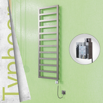 Radiva TYPHOON Elektrikli Paslanmaz Çelik Havlupan 500x1160 Satin Polisaj (KTX4 Termostat) 300W Spiral Kablolu - 1TYP05001160P1SEC030-K - Elektrikli Havlupan