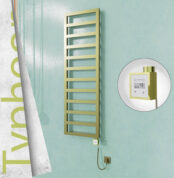 Radiva TYPHOON Elektrikli Paslanmaz Çelik Havlupan 500x1160 Satine Altın (KTX3 Termostat) 300W Spiral Kablolu - 1TYP05001160K2SE7030-K - Elektrikli Havlupan