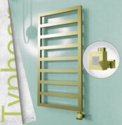 Radiva TYPHOON Elektrikli Paslanmaz Çelik Havlupan 500x1580 Satine Altın (KTX1 Termostat) 600W - 1TYP05001580K2SEB060 - Elektrikli Havlupan