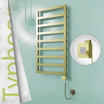 Radiva TYPHOON Elektrikli Paslanmaz Çelik Havlupan 500x1580 Satine Altın (KTX1 Termostat) 600W Spiral Kablolu - 1TYP05001580K2SEB060-K - Elektrikli Havlupan