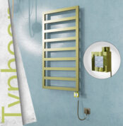 Radiva TYPHOON Elektrikli Paslanmaz Çelik Havlupan 500x1580 Satine Altın (KTX4 Termostat) 600W Spiral Kablolu - 1TYP05001580K2SEC060-K - Elektrikli Havlupan