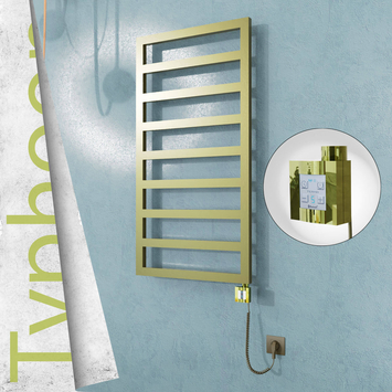 Radiva TYPHOON Elektrikli Paslanmaz Çelik Havlupan 500x1580 Satine Altın (KTX4 Termostat) 600W Spiral Kablolu - 1TYP05001580K2SEC060-K - Elektrikli Havlupan
