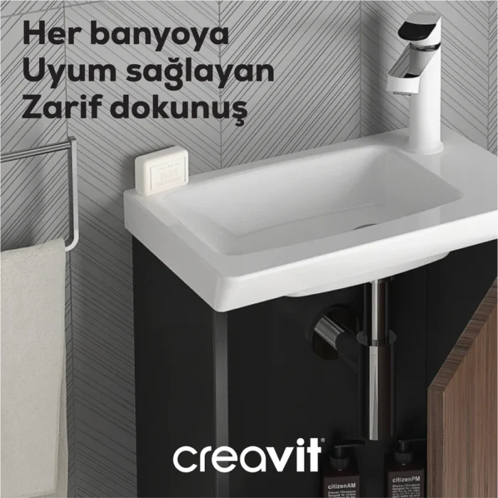 Creavit Lavabo Sifon 33 cm G1 1/4 Mat Siyah