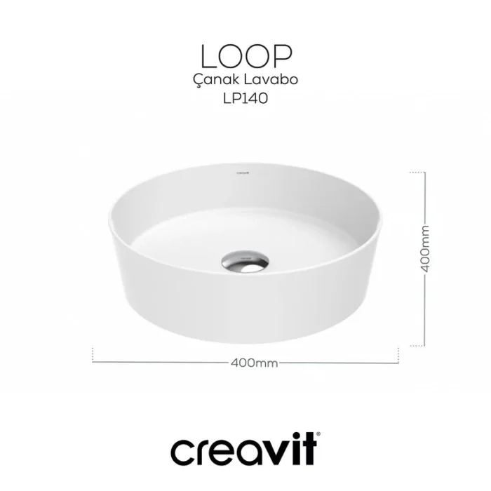 Creavit Loop Yuvarlak Çanak Lavabo 40 cm - LP140-00CB00E-0000 - Çanak Lavabo - 1