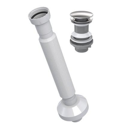 İz Yapı Felix Pop Up Sifon Paslanmaz Başlıklı + Körüklü Gider Borusu - 220044 - Basmalı Sifon , Gider (Pop-Up)