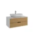 Kale Zero 2.0 Lavabo Dolabı 100 cm Beyaz/Meşe Beyaz Oval (Lavabo Dahil) - 310300104352 - Banyo Alt Modülleri