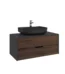 Kale Zero 2.0 Lavabo Dolabı 100 cm Antrasit/Ceviz Mat Siyah Oval (Lavabo Dahil) - 310300104360 - Banyo Alt Modülleri