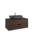 Kale Zero 2.0 Lavabo Dolabı 100 cm Antrasit/Ceviz Mat Antrasit Gri Oval (Lavabo Dahil) - 310300104364 - Banyo Alt Modülleri