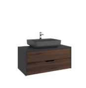 Kale Zero 2.0 Lavabo Dolabı 100 cm Antrasit/Ceviz Mat Antrasit Gri Dikdörtgen (Lavabo Dahil) - 310300104365 - Banyo Alt Modülleri