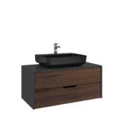 Kale Zero 2.0 Lavabo Dolabı 100 cm Antrasit/Ceviz Sıyah Dikdörtgen (Lavabo Dahil) - 310300104367 - Banyo Alt Modülleri