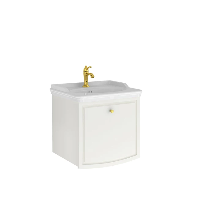 Kale Arte+ Lavabo Dolabı 65 cm Parlak Beyaz Altın (Lavabo Dahil) - 310300104391 - Banyo Alt Modülleri