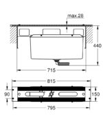 Grohe 4 veya 5 Delikli Ankastre Küvet Bataryası İçin Montaj Plakası - 29037000 - Ankastre Sıva Altı Grubu - 1