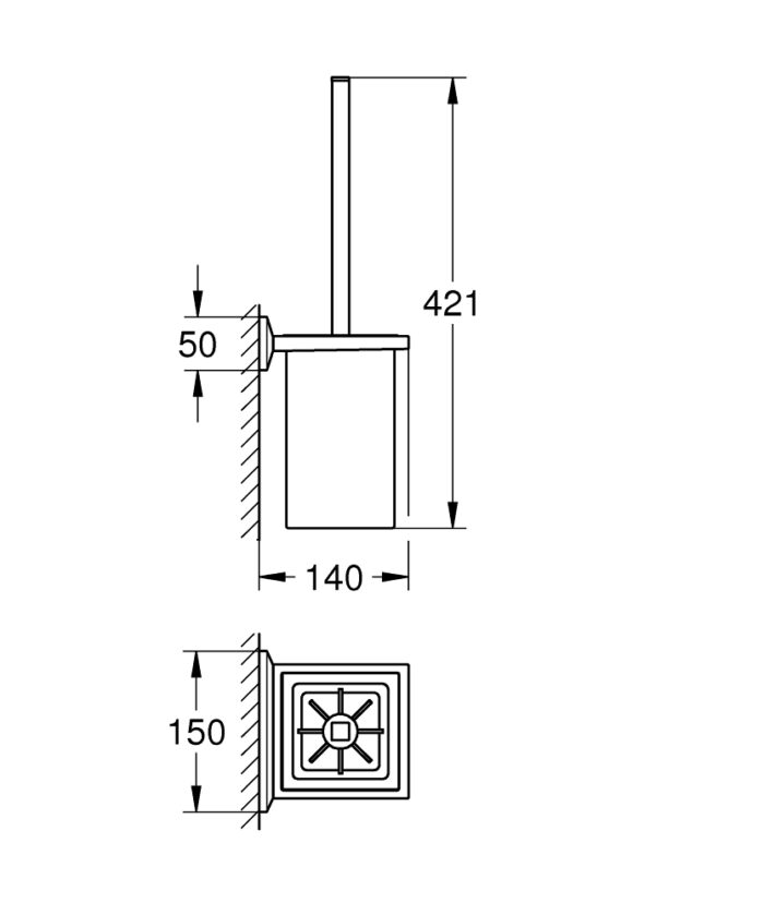 Grohe Allure Brilliant Duvardan Tuvalet Fırçalığı, Krom - 40900000 - Klozet Temizleme Fırçası - 1