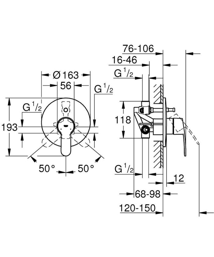 Grohe Ankastre Banyo/Duş Bataryası İç Gövde - 33963000 - Ankastre Sıva Altı Grubu - 2
