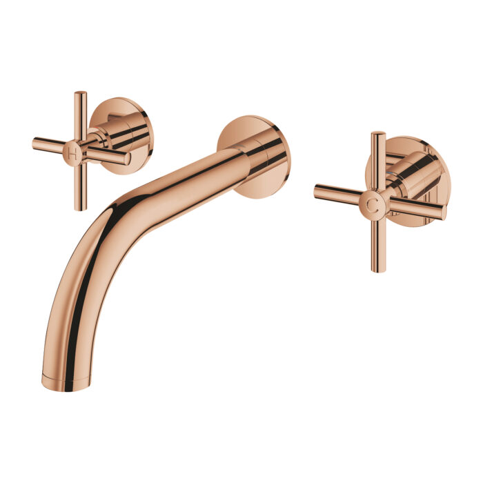 Grohe Atrio 3 Delikli Duvardan Ankastre Lavabo Bataryası (Sıva Üstü Grubu), Bakır - 20661DA0 - Üç Delikli Lavabo Bataryası - 1