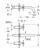 Grohe Atrio 3 Delikli Duvardan Ankastre Lavabo Bataryası (Sıva Üstü Grubu), Bakır - 20661DA0 - Üç Delikli Lavabo Bataryası - 2