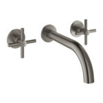 Grohe Atrio 3 Delikli Duvardan Ankastre Lavabo Bataryası (Sıva Üstü Grubu), Fırçalı Sert Grafit - 20661AL0 - Üç Delikli Lavabo Bataryası