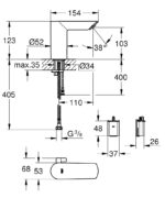 Grohe Bau Cosmopolitan Fotoselli Lavabo Bataryası (Pilli, Çift Su Girişli) - 36451000 - Fotoselli Lavabo Bataryası - 1