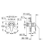 Grohe Bauedge Ankastre Duş Bataryası - 29040001 - Ankastre Duş Bataryası - 4