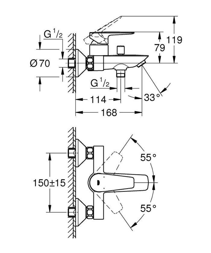 grohe bauedge banyo bataryasi 5 23605001 Grohe Bauedge Banyo Bataryası - 23605001 - Banyo Bataryaları - 4