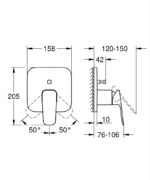 Grohe Cubeo Ankastre Banyo Bataryası (Sıva Üstü Grubu) - 1017780000 - Ankastre Banyo Bataryası - 4