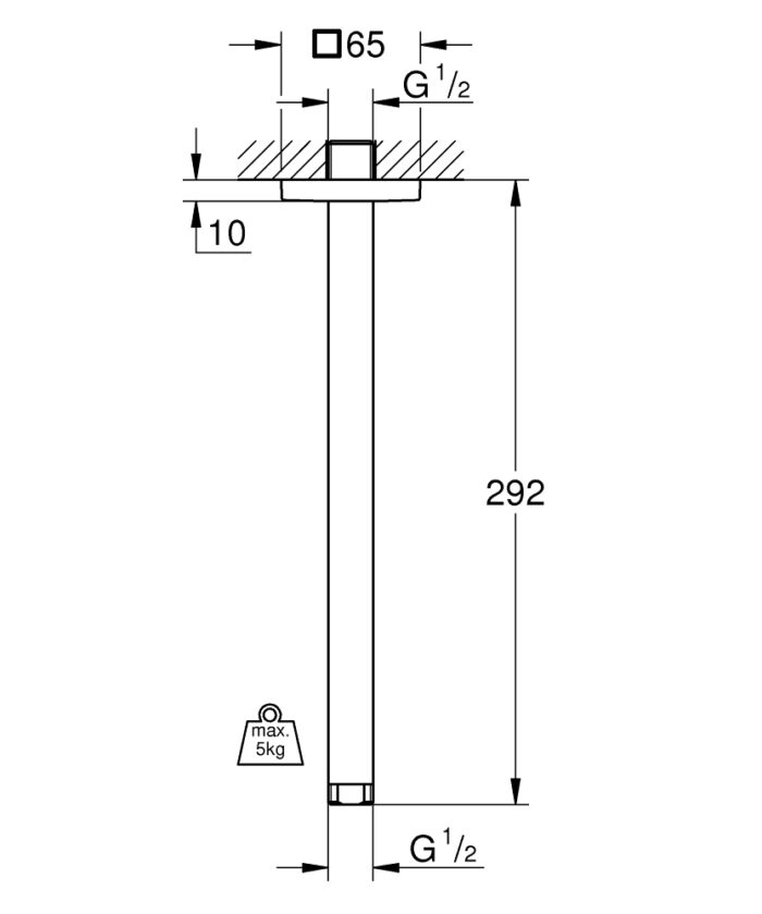 Grohe Duş Başlığı Dirseği, 292 mm - 27484000 - Duş Çıkış Dirseği - 1
