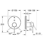 Grohe Essence Ankastre Banyo Bataryası 2 Yollu Sert Grafit - 24167A01 - Ankastre Banyo Bataryası - 3
