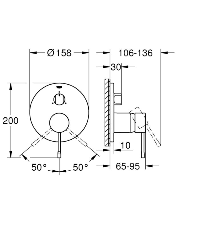 Grohe Essence Ankastre Banyo Bataryası 3 Yollu Parlak Bakır - 24169DA1 - Ankastre Banyo Bataryası - 3