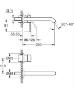Grohe Essence Duvardan Ankastre Lavabo Bataryası L-Boyut (Sıva Üstü Grubu), Hayalet Siyah