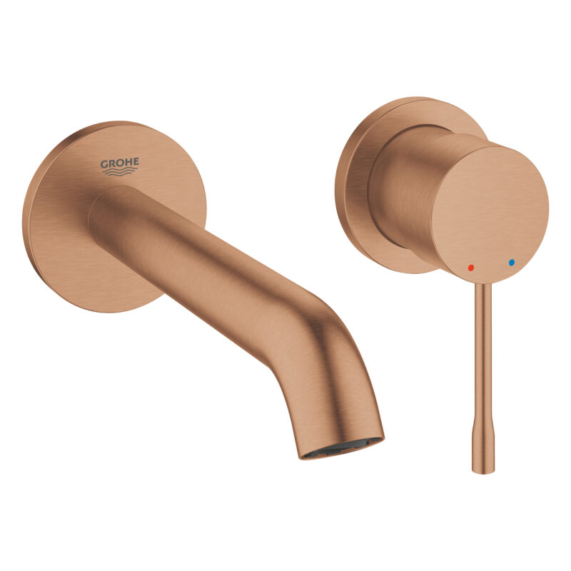 Grohe Essence New Duvardan Ankastre Lavabo Bataryası (Sıva Üstü Grubu), Fırçalı Bakır - 29192DL1 - Ankastre Lavabo Bataryası