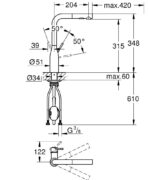 Grohe Essence Spiralli Eviye Bataryası, 2 Akışlı, Bakır - 30504DA0 - Spiralli Mutfak Eviye Bataryası - 2