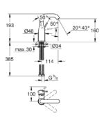 Grohe Essence Tek Kumandalı Lavabo Bataryası M-Boy, Hayalet Siyah - 24176KF1 - Lavabo Bataryaları - 3