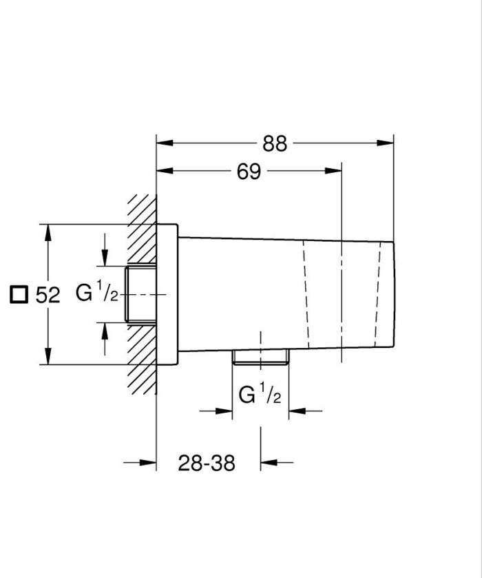 Grohe Euphoria Cube Askılı Duş Çıkış Dirseği, Fırçalı Sert Grafit - 26370AL0 - Duş Çıkış Dirseği - 2