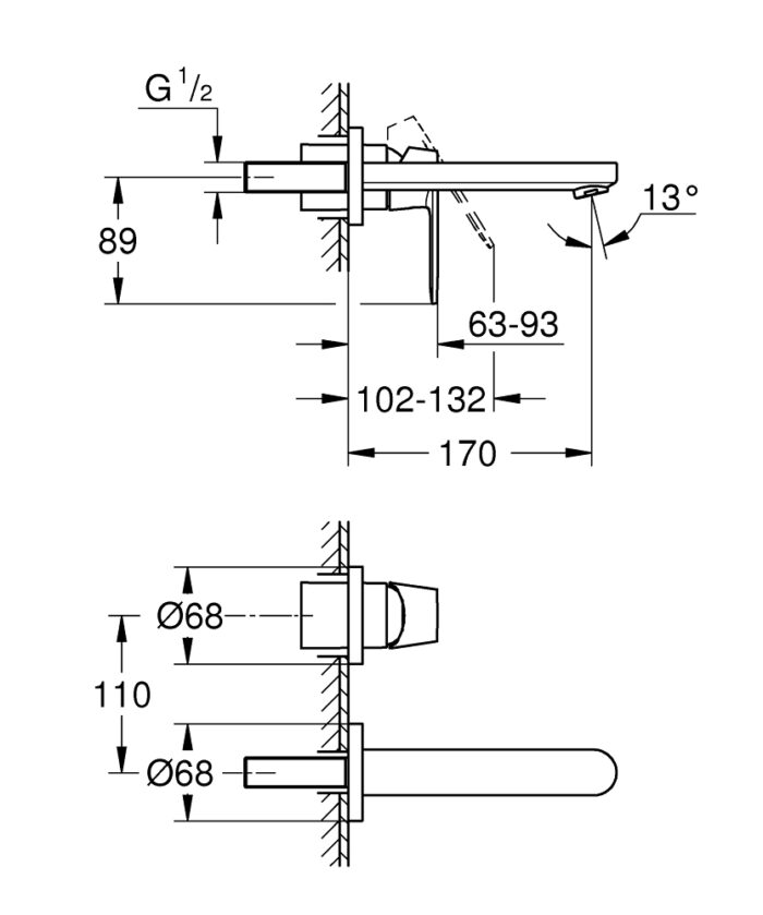 Grohe Eurocosmo Ankastre Lavabo Bataryası - 19381000 - Ankastre Lavabo Bataryası - 1