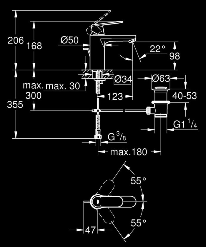 Grohe Eurocosmo Sifon Kumandalı Lavabo Bataryası - 23325000 - Lavabo Bataryası - 2