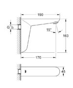 Grohe Euroeco Cosmopolitan E Duvardan Ankastre Fotoselli Lavabo Bataryası ( Tek Su Girişli, Pilli) - 36274000 - Fotoselli Lavabo Bataryası - 1