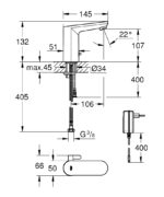 Grohe Eurosmart Cosmopolitan E Fotoselli Lavabo Bataryası (Elektrikli, Çift Su Girişli) - 36325002 - Fotoselli Lavabo Bataryası - 4
