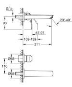 Grohe Eurosmart Duvardan Ankastre Lavabo Bataryası (Sıva Üstü Grubu) M-Boy, Mat Siyah