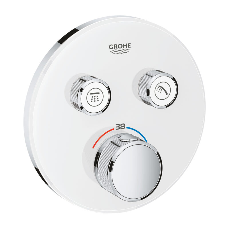 Grohe Grohtherm Çift valfli Akış kontrollü, Ankastre Termostatik Banyo Bataryası, Beyaz (Sıva Üstü Grubu) - 29151LS0 - Termostatik Bataryalar