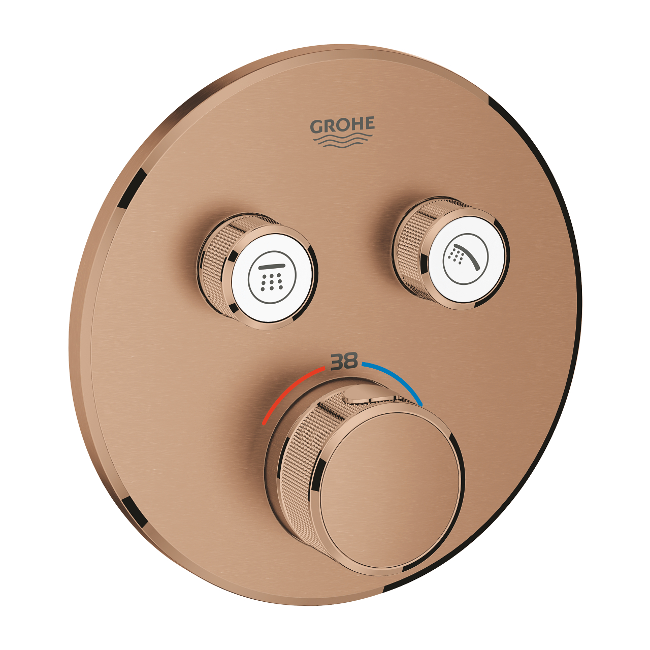 Grohe Grohtherm SmartControl Çift Valfli Akış Kontrollü, Ankastre Termostatik Banyo Bataryası (Sıva Üstü Grubu), Fırçalı Bakır Grohe Grohtherm SmartControl Çift Valfli Akış Kontrollü, Ankastre Termostatik Banyo Bataryası (Sıva Üstü Grubu), Fırçalı Bakır