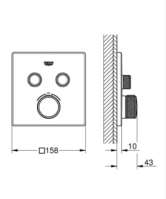 Grohe Grohtherm SmartControl Akış Kontrollü Ankastre Termostatik Banyo Bataryası (2 Yollu, Sıva Üstü Grubu), Fırçalı Sert Grafit - 29124AL0 - Termostatik Banyo Bataryası - 1