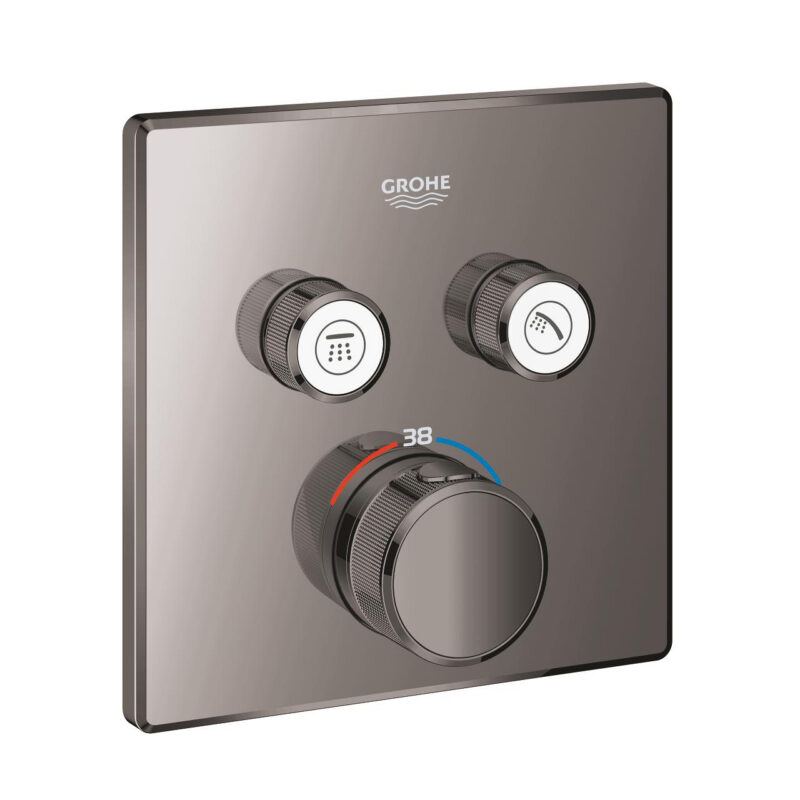Grohe Grohtherm SmartControl Akış Kontrollü Ankastre Termostatik Banyo Bataryası (2 Yollu, Sıva Üstü Grubu), Sert Grafit - 29124A00 - Termostatik Bataryalar