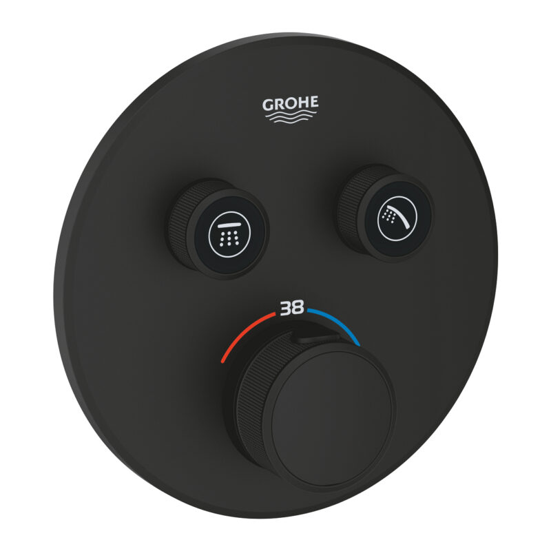 Grohe Grohtherm SmartControl Ankastre Termostatik Banyo/Duş Bataryası (Sıva Üstü Grubu), 2 Yollu, Hayalet Siyah - 29507KF0 - Termostatik Bataryalar
