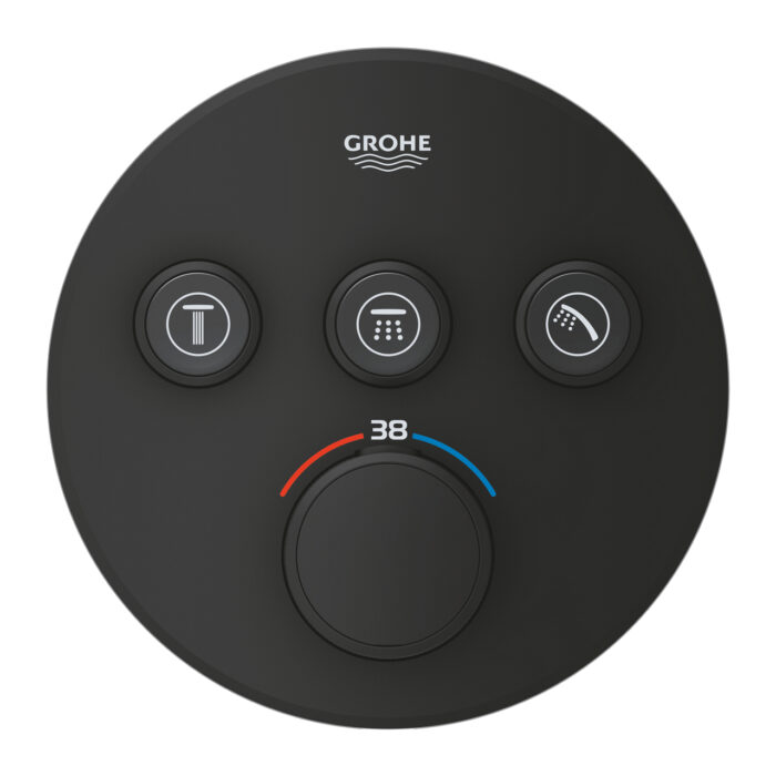 Grohe Grohtherm SmartControl Ankastre Termostatik Banyo/Duş Bataryası (Sıva Üstü Grubu), 3 Yollu, Hayalet Siyah - 29508KF0 - Termostatik Banyo Bataryası - 1
