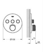 Grohe Grohtherm SmartControl Ankastre Termostatik Banyo/Duş Bataryası (Sıva Üstü Grubu), 3 Yollu, Hayalet Siyah - 29508KF0 - Termostatik Banyo Bataryası - 4