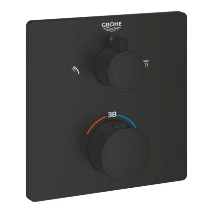 Grohe Grohtherm Termostatik Banyo/Duş Bataryası (Sıva Üstü Grubu), 2 Yollu, Mat Siyah