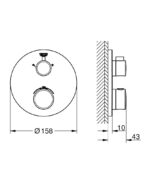 Grohe Grohtherm Termostatik Banyo/Duş Bataryası (Sıva Üstü Grubu), 2 Yollu, Mat Siyah - 1022082430 - Termostatik Bataryalar - 4