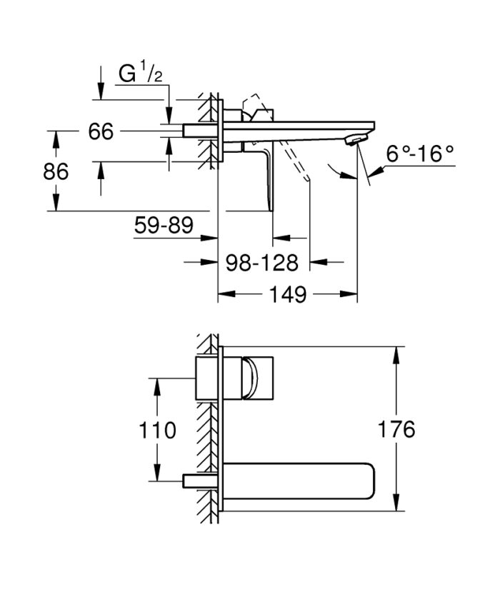 Grohe Lineare İki Delikli Lavabo Bataryası (Sıva Üstü Grubu) - 19409001 - Lavabo Bataryası - 1